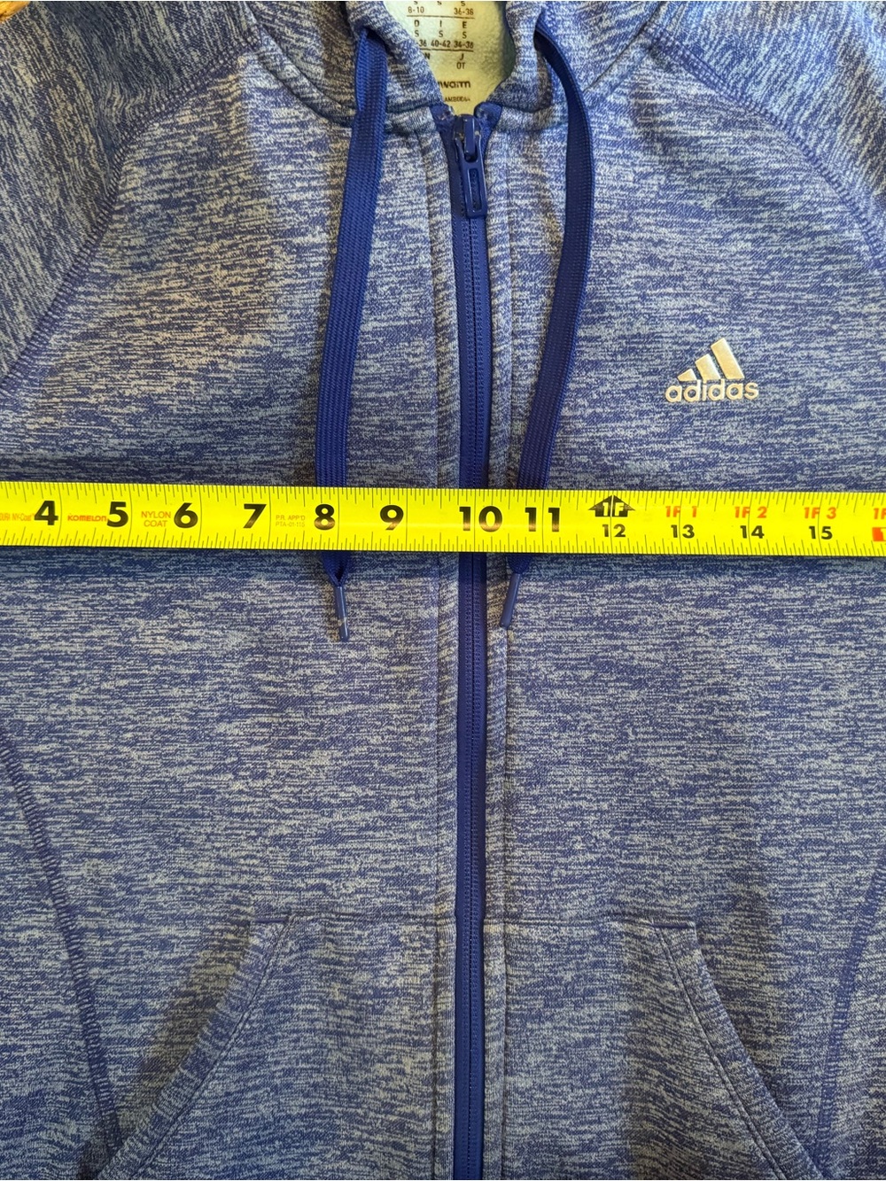 Adidas ClimaWarm Full Zip Hoodie Blue Womens Small Fleece Lined - Picture 10 of 11